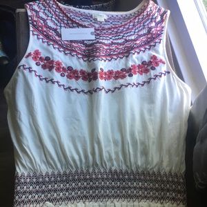 Anthropologie sleeveless top 100% cotton size Medium Red Blue and Cream colors
